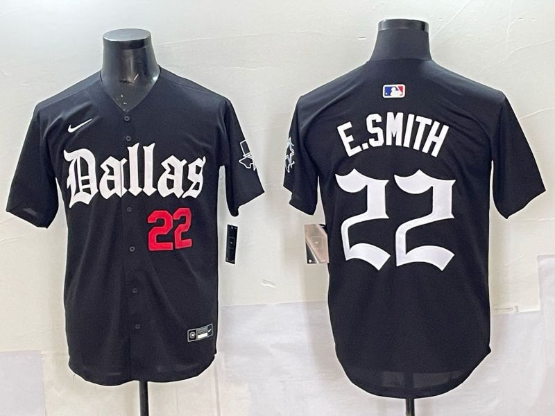 Men 2025 Nike Dallas Cowboys 22 E.Smith Black 5th generation Joint Name Limited NFL Jersey 08